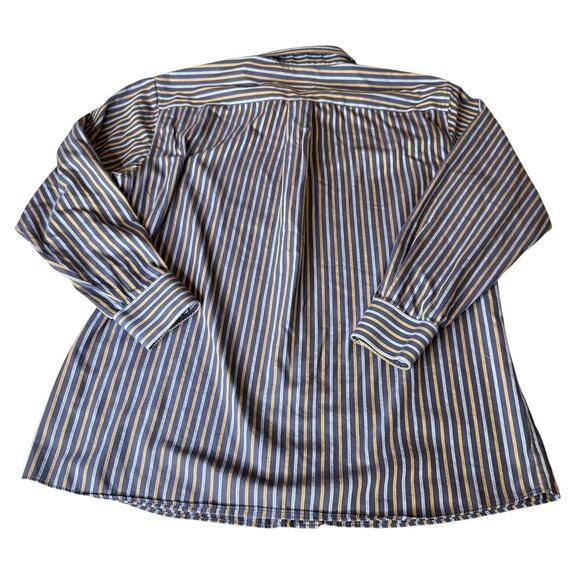 Neiman Marcus Men’s Wrinkle Free Button Down L/S Shirt XXL Blue/Gold Stripe - Picture 2 of 5